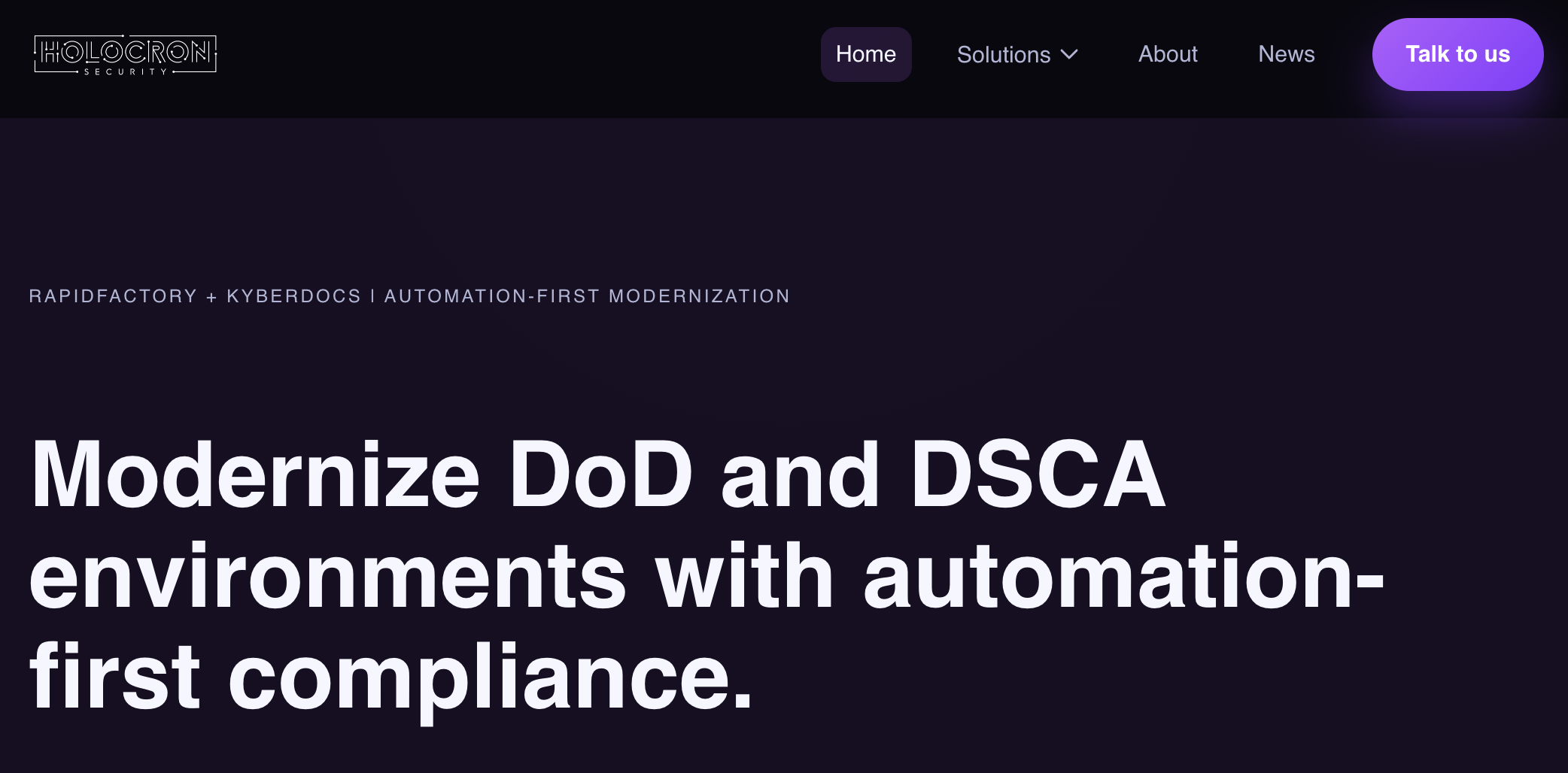 Holocron Security marketing site preview