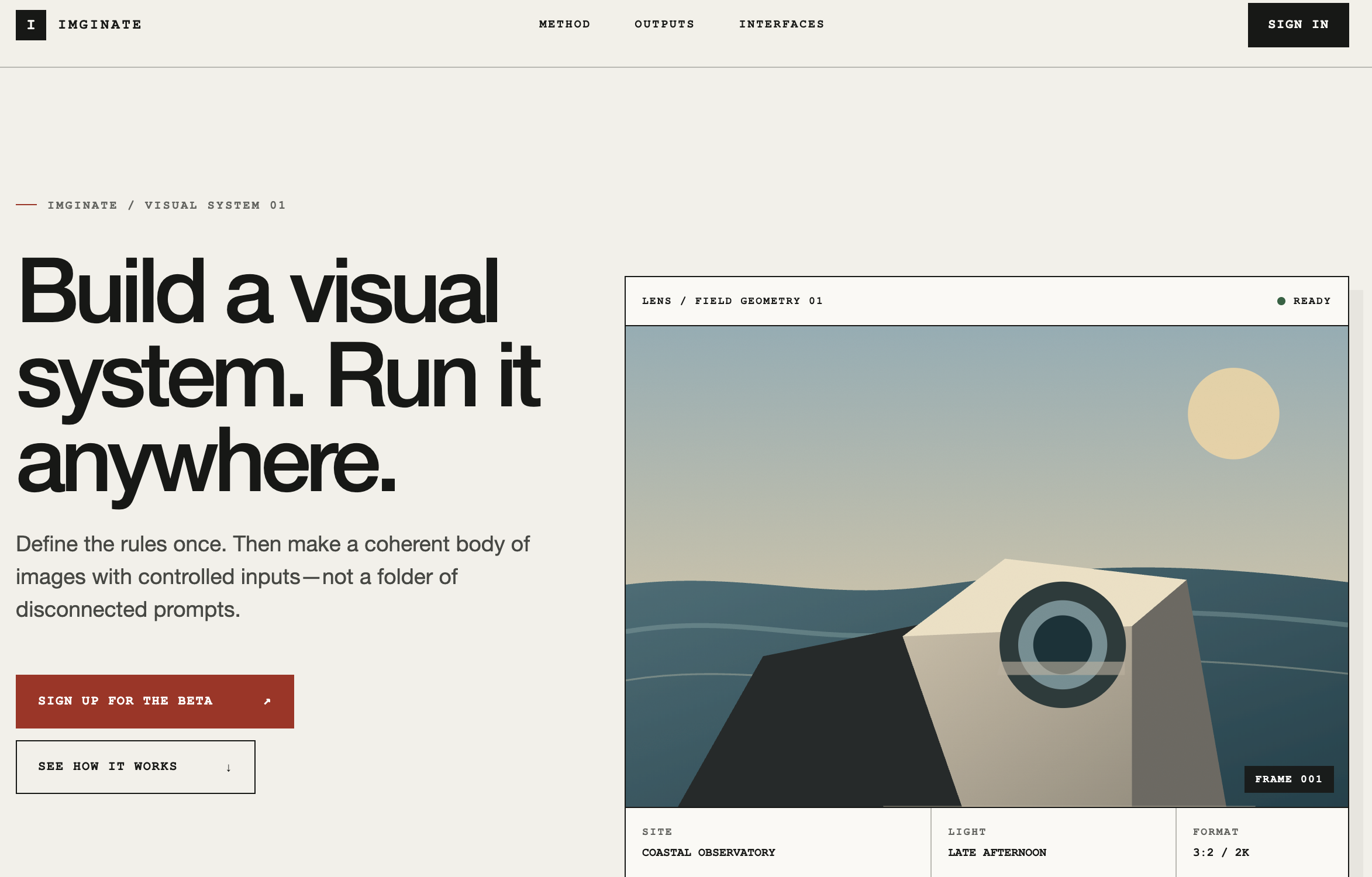Imginate visual system homepage preview